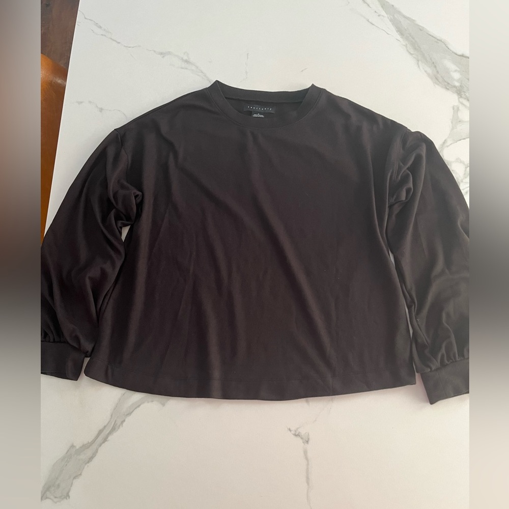 Sanctuary Women's Brushed Knit Top Size Small Black Long Sleeve Crew Neck Shirt